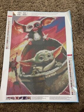 Disney Baby yoda Mixed-Media Wall Art - Pink, Green, Blue